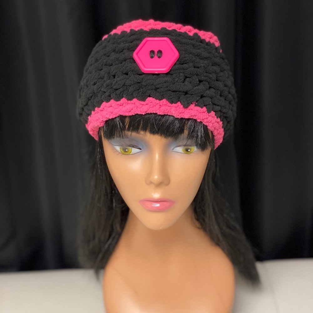 Pixie pink /Coal headband handmade